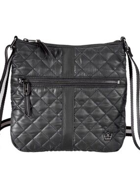 Oliver Thomas Black Quilted Crossbody with Stripe Strap